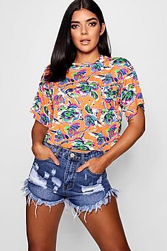 Boohoo Isla Boxy 80s Print Pocket Tee