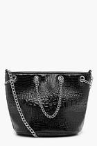 Boohoo Alisha Patent Mock Croc Cross Body