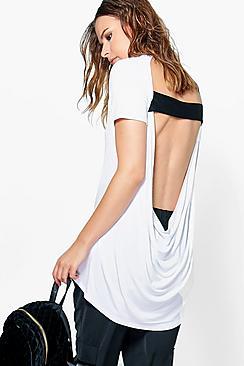 Boohoo Imogen Oversized Drape Contrast Panel Top