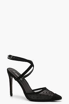 Boohoo Polka Dot Wrap Court Shoes