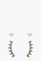 Boohoo Millie Diamante Ear Cuffs And Pearl Studs Set