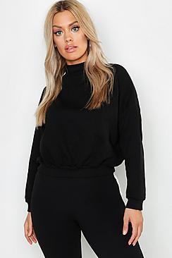 Boohoo Plus High Neck Brushed Back Sweater