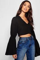 Boohoo Gathered Volume Sleeve Blouse