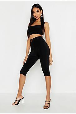 Boohoo Buckle Detail Crop And Legging Set