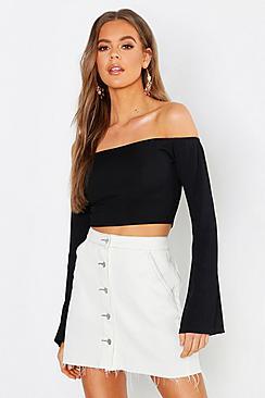 Boohoo Basic Rib Off The Shoulder Top
