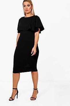 Boohoo Plus Louise Crepe Top Layer Midi Dress
