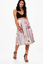 Boohoo Callie Floral Box Pleat Midi Skirt