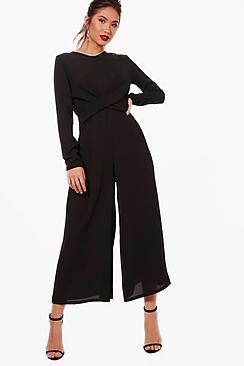 Boohoo Jemima Knot Front Culotte Jumpsuit