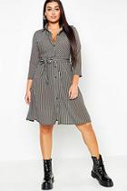 Boohoo Plus Stripe Tie Midi Dress