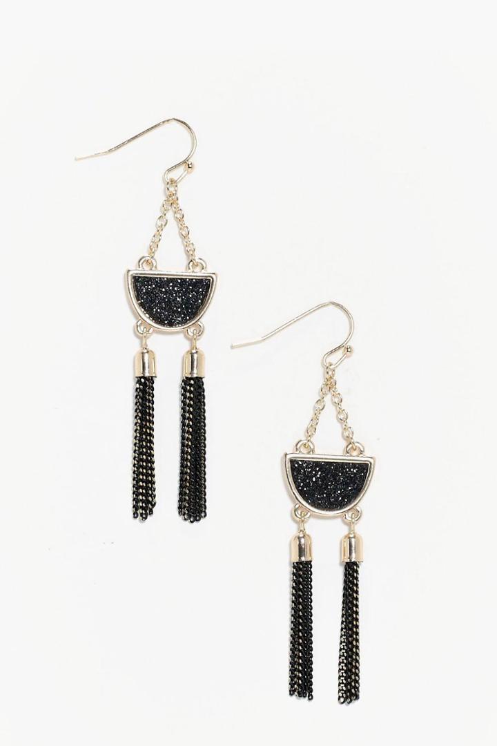 Boohoo Erin Black Detail Earrings Black