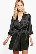 Boohoo Tie Waist Kimono Robe