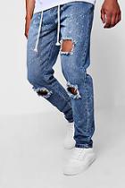 Boohoo Slim Fit Bleach Splatter Jeans With Zip Cuff