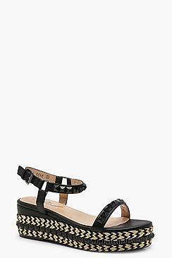 Boohoo Maya Studded And Plaited Flatforms