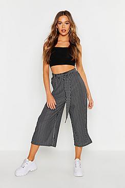 Boohoo Striped Tie Waist Culottes