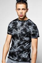 Boohoo Short Sleeve Crew Neck Marble Print T-shirt Black