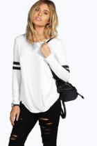 Boohoo Shona Baseball Long Sleeve Top White