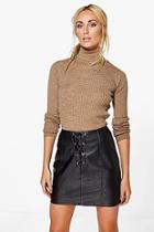 Boohoo Erin Rib Knit Turtleneck Jumper
