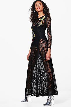 Boohoo Boutique Suzie Lace Applique Maxi Dress