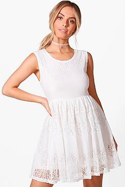 Boohoo Jodie Lace Skater Dress