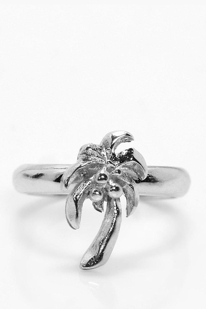 Boohoo Evie Palm Tree Toe Ring Silver
