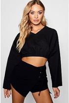 Boohoo Frankie Gathered Hem Wide Sleeve Top