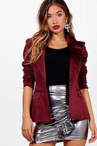 Boohoo Rebecca Power Shoulder Satin Suit Jacket
