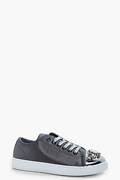 Boohoo Sophia Embellished Toe Cap Trainers