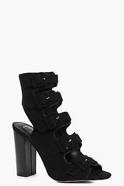 Boohoo Isabelle Multi Buckle Block Heel Sandal