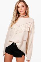 Boohoo Eloise Tassel Yoke Festival Jumper Cream