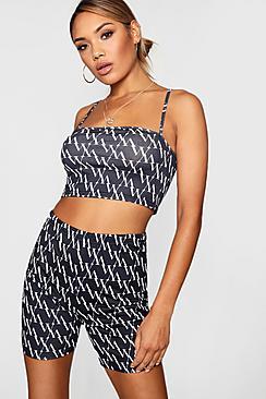 Boohoo Lilly Diagonal Repeat Print Cycling Short