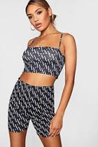 Boohoo Lilly Diagonal Repeat Print Cycling Short