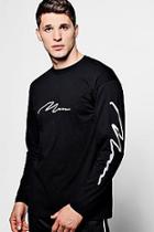 Boohoo Long Sleeve Man Script T-shirt