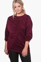 Boohoo Plus Orla Ruched Front Detail Oversized Sweat Top