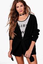 Boohoo Lucy Wide Belt Pocket Boyfriend Cardigan