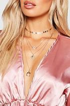 Boohoo Coin & Horn Multi Layered Necklace