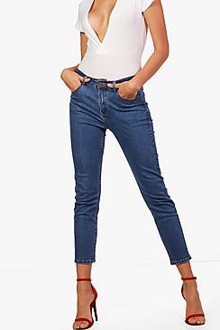 Boohoo Mid Rise Straight Leg Jeans