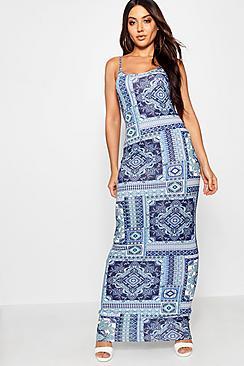 Boohoo Print Strappy Maxi Dress