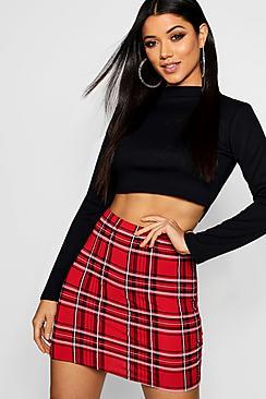 Boohoo High Neck Long Sleeve Rib Top