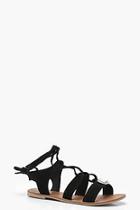 Boohoo Maya Embellished Wrap Up Suede Sandals