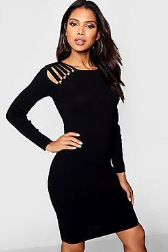 Boohoo Button Detail Mini Dress