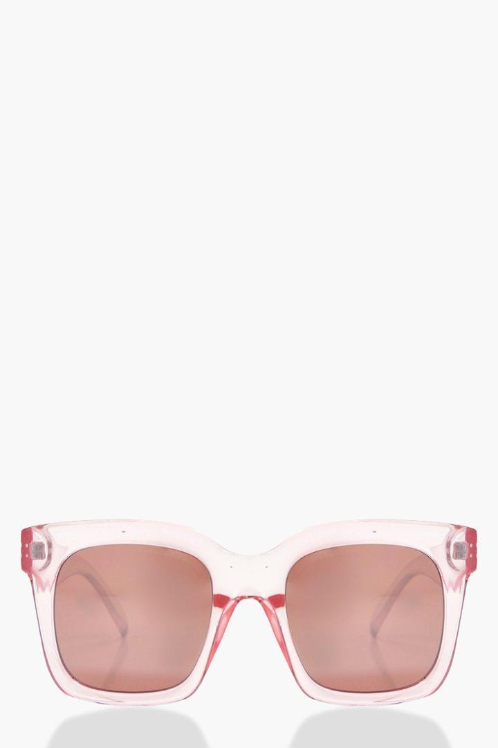 Boohoo Faye Oversized Plastic Frame Sunglasses Pink