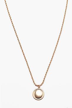 Boohoo Diamond Cut Disc Necklace