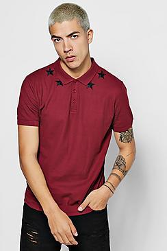 Boohoo Short Sleeve Star Embroidered Polo Shirt