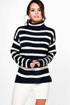 Boohoo Ruby Striped Fisherman Rib Roll Jumper