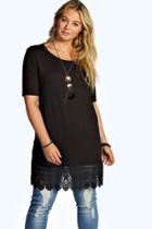 Boohoo Maria Crochet Detail Tee Black
