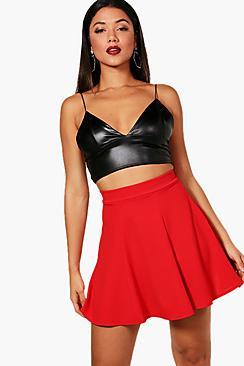 Boohoo Polly Crepe Panelled Detail Skater Skirt