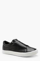 Boohoo Zip Front Faux Leather Trainers
