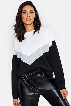 Boohoo Tall Chevron Colour Block Sweat