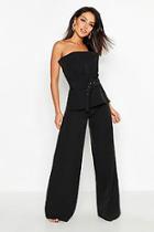 Boohoo Woven Belted Top + Wide Leg Trouser Co-ord