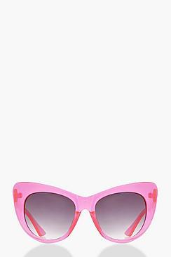 Boohoo Emily Pink Frame Angular Cate Eye Sunglasses
